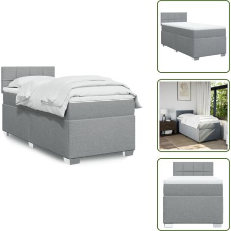Materasso morbido - vidaXL Giroletto a Molle con Materasso Grigio Chiaro 90x190 cm Tessuto - Letto con piedini