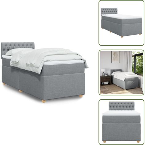 Materasso morbido - vidaXL Giroletto a Molle con Materasso Grigio Chiaro 90x190 cm Tessuto - Letto con testiera