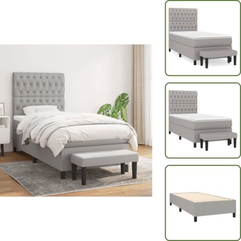 Materasso morbido - vidaXL Giroletto a Molle con Materasso Grigio Chiaro 90x200 cm Tessuto - Letto con coprimaterasso