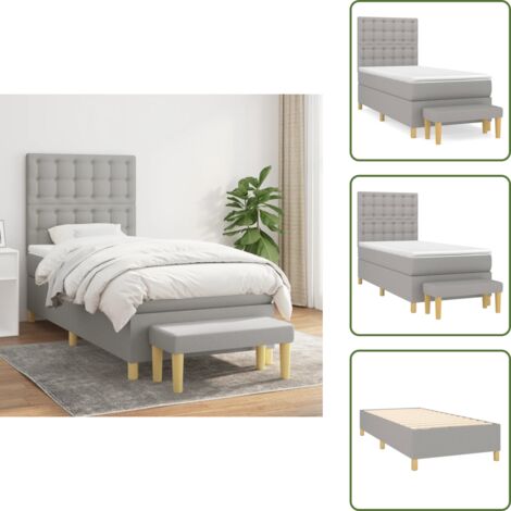 Materasso morbido - vidaXL Giroletto a Molle con Materasso Grigio Chiaro100x200 cm Tessuto - Letto con coprimaterasso