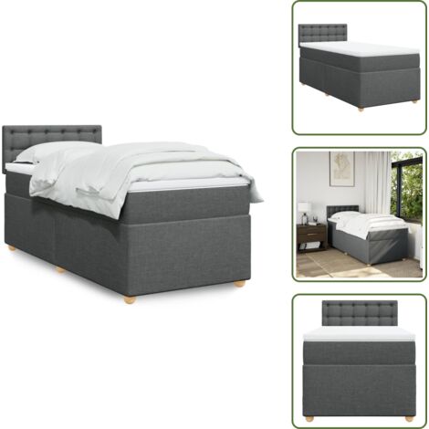 Materasso morbido - vidaXL Giroletto a Molle con Materasso Grigio Scuro 100x200 cm Tessuto - Letto con doghe