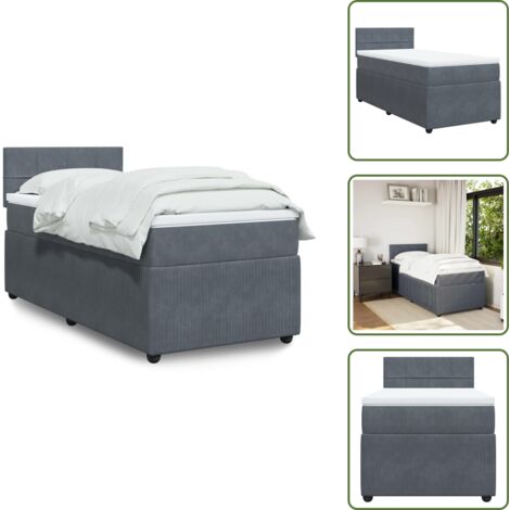 Materasso morbido - vidaXL Giroletto a Molle con Materasso Grigio Scuro 100x200 cm Velluto - Letto con doghe