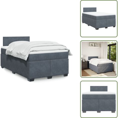 Materasso morbido - vidaXL Giroletto a Molle con Materasso Grigio Scuro 120x190 cm Velluto - Letto con materasso