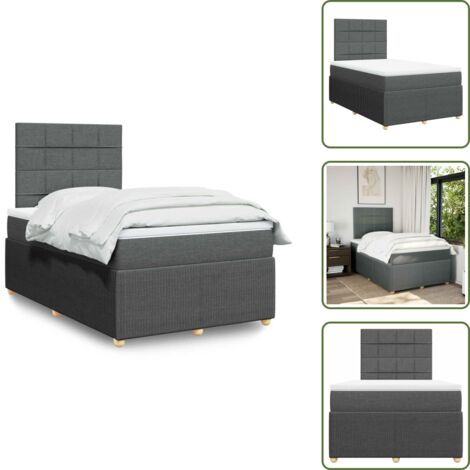 Materasso morbido - vidaXL Giroletto a Molle con Materasso Grigio Scuro 120x190cm Tessuto - Letto con doghe