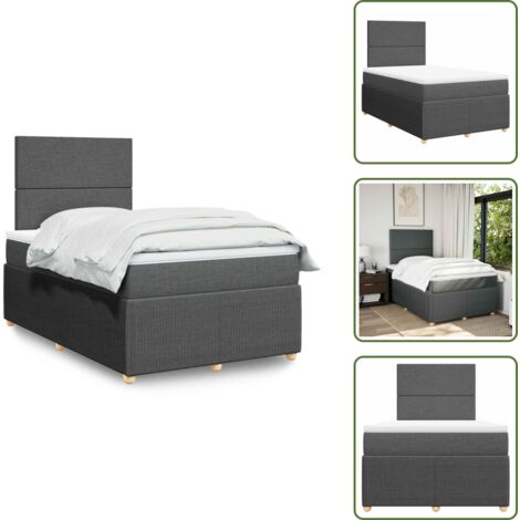 Materasso morbido - vidaXL Giroletto a Molle con Materasso Grigio Scuro 120x190cm Tessuto - Letto con doghe