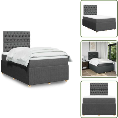 Materasso morbido - vidaXL Giroletto a Molle con Materasso Grigio Scuro 120x190cm Tessuto - Letto con doghe