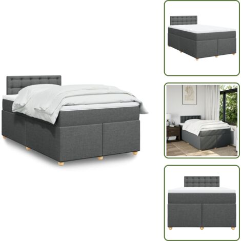 Materasso morbido - vidaXL Giroletto a Molle con Materasso Grigio Scuro 120x190cm Tessuto - Letto con testiera