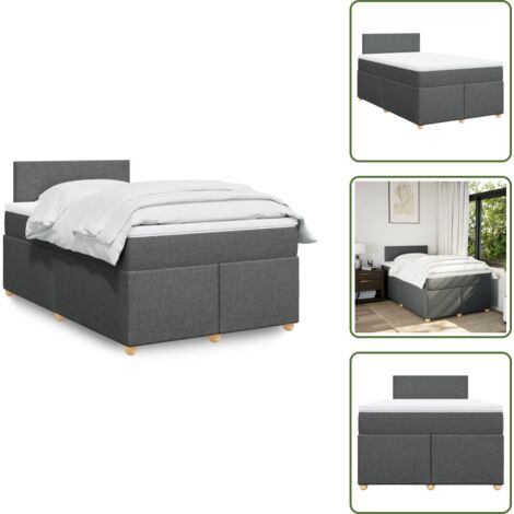 Materasso morbido - vidaXL Giroletto a Molle con Materasso Grigio Scuro 120x190cm Tessuto - Letto con testiera
