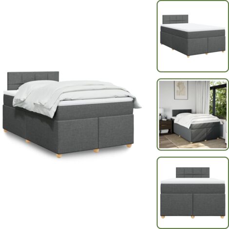 Materasso morbido - vidaXL Giroletto a Molle con Materasso Grigio Scuro 120x190cm Tessuto - Letto con testiera