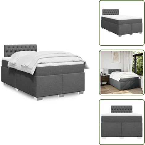 Materasso morbido - vidaXL Giroletto a Molle con Materasso Grigio Scuro 120x200 cm Tessuto - Letto con piedi stabili