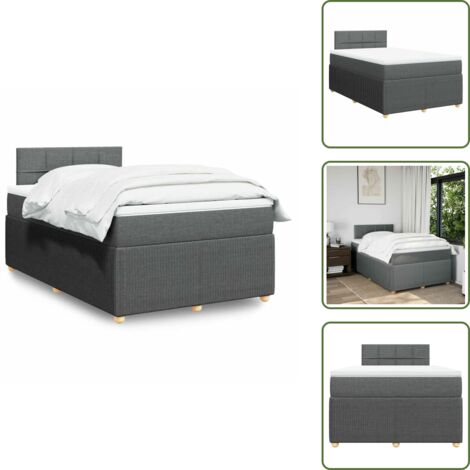 Materasso morbido - vidaXL Giroletto a Molle con Materasso Grigio Scuro 120x200 cm Tessuto - Letto con testiera