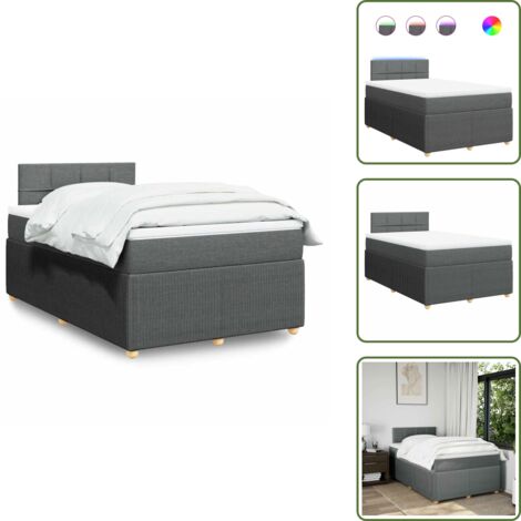 Materasso morbido - vidaXL Giroletto a Molle con Materasso Grigio Scuro 120x200 cm Tessuto - Letto con testiera