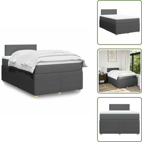 Materasso morbido - vidaXL Giroletto a Molle con Materasso Grigio Scuro 120x200 cm Tessuto - Letto con testiera