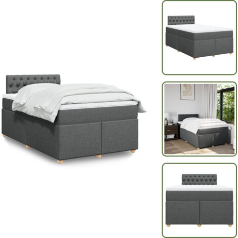Materasso morbido - vidaXL Giroletto a Molle con Materasso Grigio Scuro 120x200 cm Tessuto - Letto con testiera