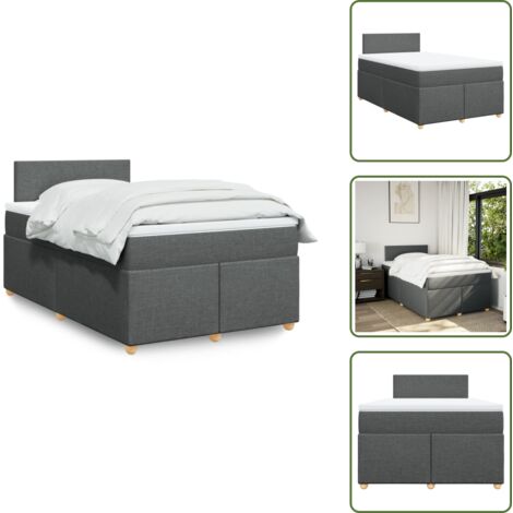Materasso morbido - vidaXL Giroletto a Molle con Materasso Grigio Scuro 120x200 cm Tessuto - Letto con testiera