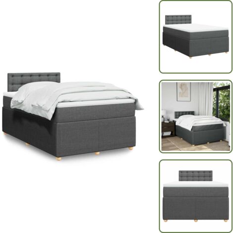 Materasso morbido - vidaXL Giroletto a Molle con Materasso Grigio Scuro 120x200 cm Tessuto - Letto con testiera