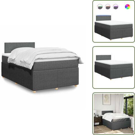 Materasso morbido - vidaXL Giroletto a Molle con Materasso Grigio Scuro 120x200 cm Tessuto - Letto con testiera