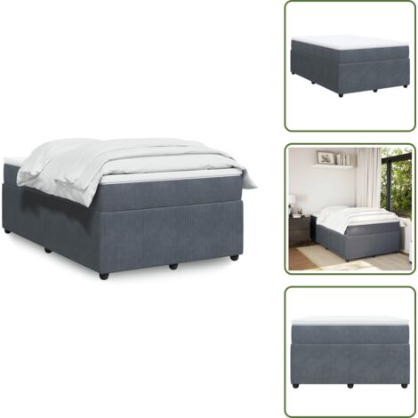 Materasso morbido - vidaXL Giroletto a Molle con Materasso Grigio Scuro 120x200 cm Velluto - Letto a molle