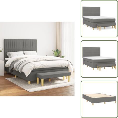 Materasso morbido - vidaXL Giroletto a Molle con Materasso Grigio Scuro 140x190 cm Tessuto - Letto con coprimaterasso