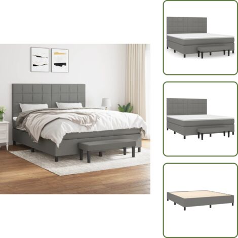 Materasso morbido - vidaXL Giroletto a Molle con Materasso Grigio Scuro 180x200 cm Tessuto - Letto con coprimaterasso