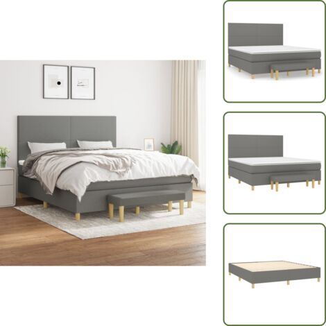 Materasso morbido - vidaXL Giroletto a Molle con Materasso Grigio Scuro 180x200 cm Tessuto - Letto con coprimaterasso