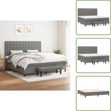Materasso morbido - vidaXL Giroletto a Molle con Materasso Grigio Scuro 200x200 cm Tessuto - Letto con coprimaterasso