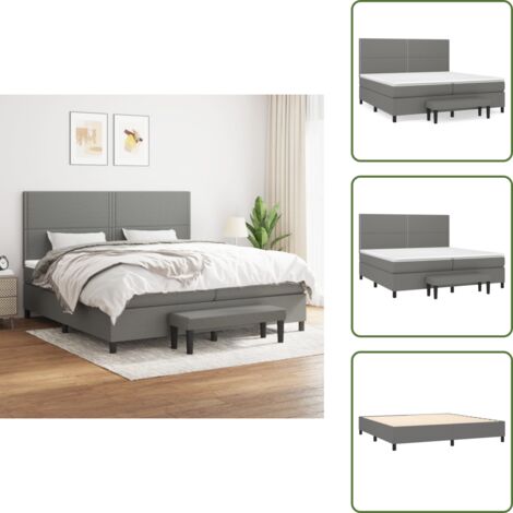 Materasso morbido - vidaXL Giroletto a Molle con Materasso Grigio Scuro 200x200 cm Tessuto - Letto con coprimaterasso