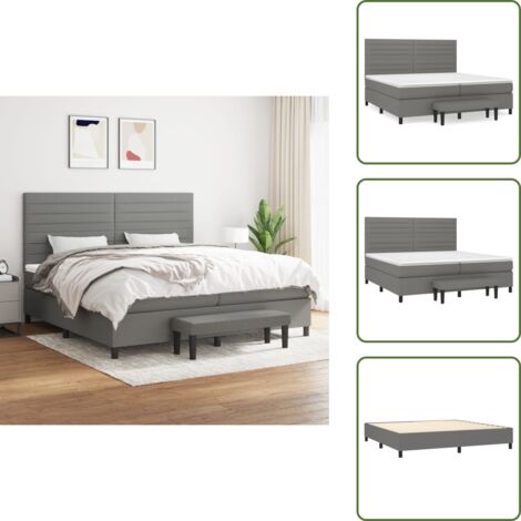 Materasso morbido - vidaXL Giroletto a Molle con Materasso Grigio Scuro 200x200 cm Tessuto - Letto con coprimaterasso