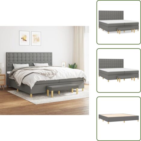Materasso morbido - vidaXL Giroletto a Molle con Materasso Grigio Scuro 200x200 cm Tessuto - Letto con coprimaterasso