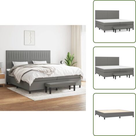 Materasso morbido - vidaXL Giroletto a Molle con Materasso Grigio Scuro 200x200 cm Tessuto - Letto con coprimaterasso