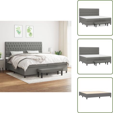 Materasso morbido - vidaXL Giroletto a Molle con Materasso Grigio Scuro 200x200 cm Tessuto - Letto con coprimaterasso