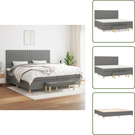 Materasso morbido - vidaXL Giroletto a Molle con Materasso Grigio Scuro 200x200 cm Tessuto - Letto con coprimaterasso