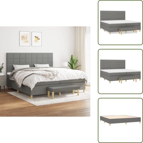 Materasso morbido - vidaXL Giroletto a Molle con Materasso Grigio Scuro 200x200 cm Tessuto - Letto con coprimaterasso