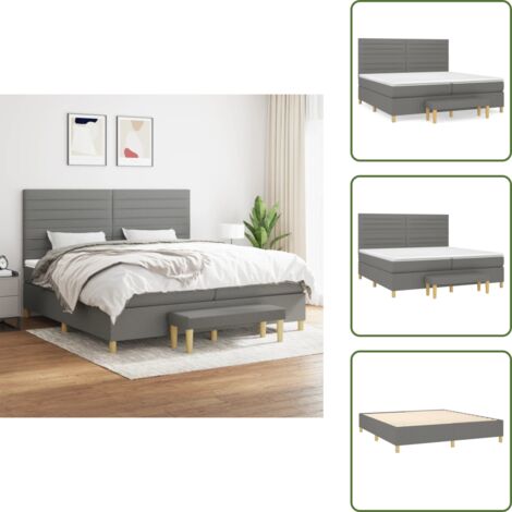 Materasso morbido - vidaXL Giroletto a Molle con Materasso Grigio Scuro 200x200 cm Tessuto - Letto con coprimaterasso