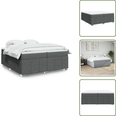 Materasso morbido - vidaXL Giroletto a Molle con Materasso Grigio Scuro 200x200 cm Tessuto - Letto con doghe