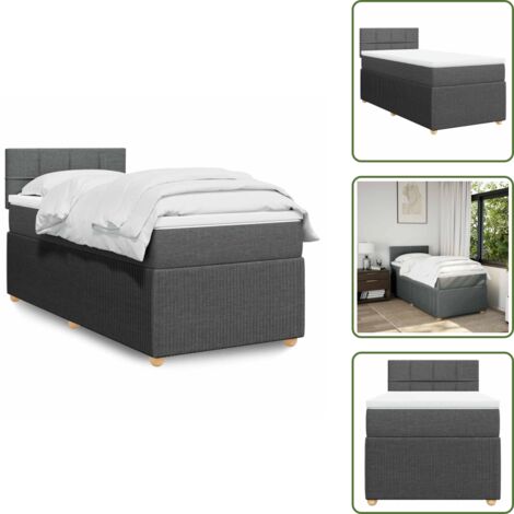 Materasso morbido - vidaXL Giroletto a Molle con Materasso Grigio Scuro 90x190 cm Tessuto - Letto con testiera