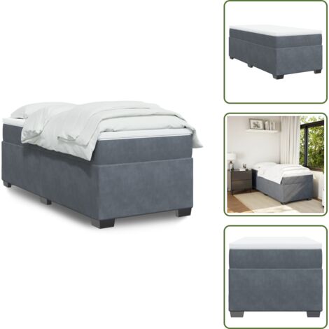 Materasso morbido - vidaXL Giroletto a Molle con Materasso Grigio Scuro 90x190 cm Velluto - Letto a molle