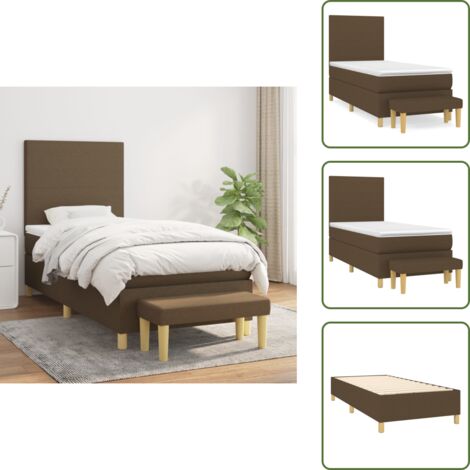 Materasso morbido - vidaXL Giroletto a Molle con Materasso Marrone Scuro 100x200cm Tessuto - Letto con coprimaterasso