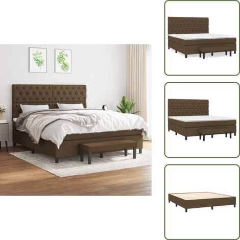 Materasso morbido - vidaXL Giroletto a Molle con Materasso Marrone Scuro 160x200cm Tessuto - Letto con coprimaterasso