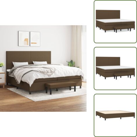 Materasso morbido - vidaXL Giroletto a Molle con Materasso Marrone Scuro 200x200cm Tessuto - Letto con coprimaterasso