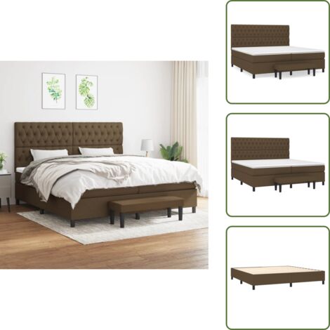 Materasso morbido - vidaXL Giroletto a Molle con Materasso Marrone Scuro 200x200cm Tessuto - Letto con coprimaterasso