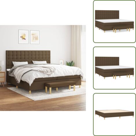 Materasso morbido - vidaXL Giroletto a Molle con Materasso Marrone Scuro 200x200cm Tessuto - Letto con panca