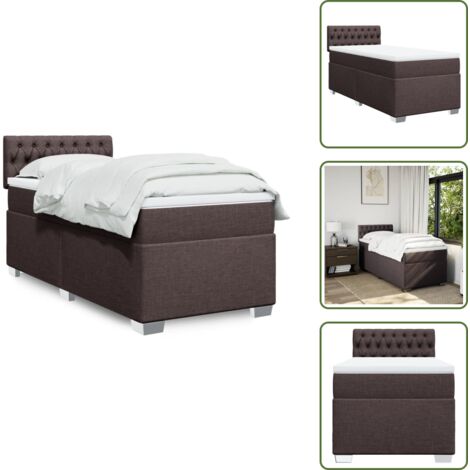Materasso morbido - vidaXL Giroletto a Molle con Materasso Marrone Scuro 80x200 cm Tessuto - Letto con piedi stabili
