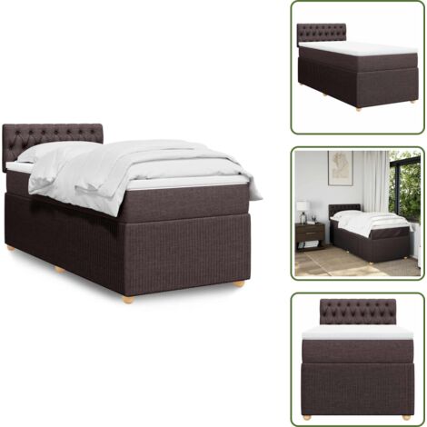 Materasso morbido - vidaXL Giroletto a Molle con Materasso Marrone Scuro 90x200 cm Tessuto - Letto con testiera