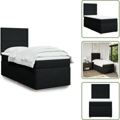 Materasso morbido - vidaXL Giroletto a Molle con Materasso Nero 100x200 cm in Tessuto - Letto con doghe