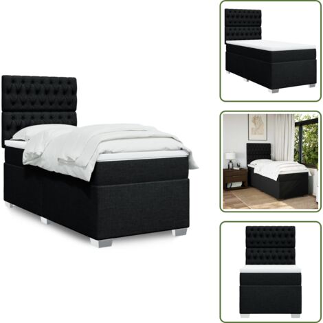 Materasso morbido - vidaXL Giroletto a Molle con Materasso Nero 100x200 cm in Tessuto - Letto con doghe