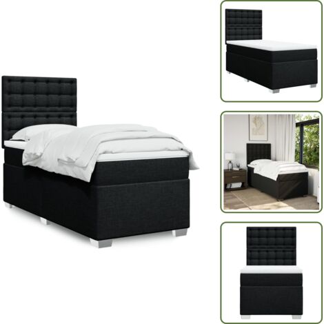 Materasso morbido - vidaXL Giroletto a Molle con Materasso Nero 100x200 cm in Tessuto - Letto con doghe