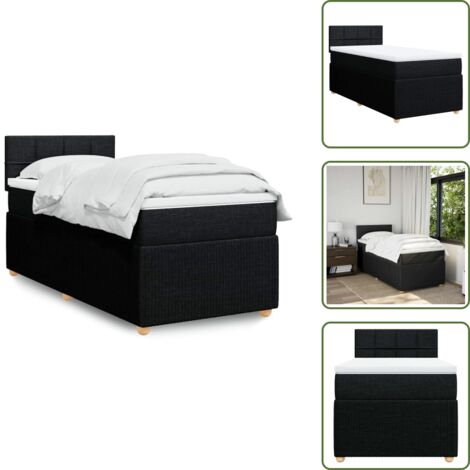 Materasso morbido - vidaXL Giroletto a Molle con Materasso Nero 100x200 cm in Tessuto - Letto con doghe