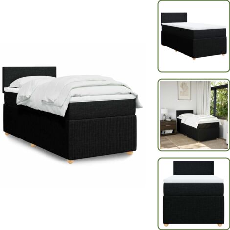 Materasso morbido - vidaXL Giroletto a Molle con Materasso Nero 100x200 cm in Tessuto - Letto con doghe