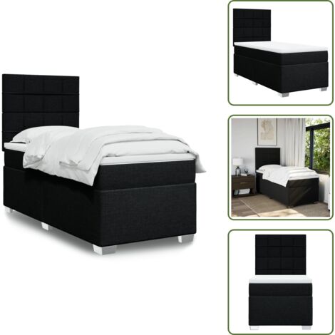 Materasso morbido - vidaXL Giroletto a Molle con Materasso Nero 100x200 cm in Tessuto - Letto con doghe